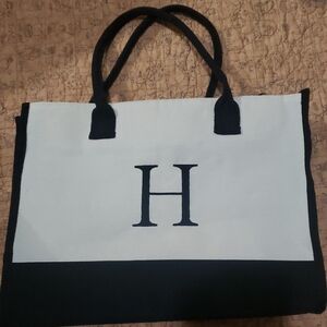 Black and White Tote Bag with H Logo